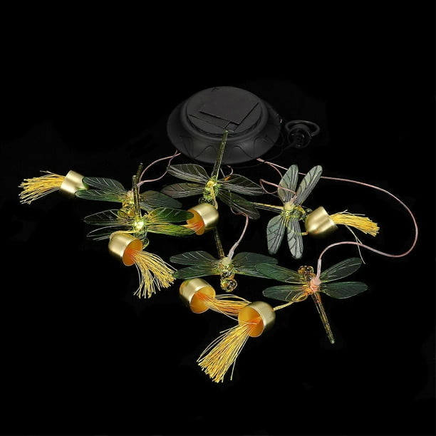 Solar Wind Chime Light Butterfly Shaped Landscape Lighting Plastic Metal Green Decorative Lamp 1Pcs