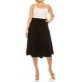 thumbnail image 4 of Moa Collection Women's Plus Size Classic Solid Flared Lightweight Elastic Waist Long Midi A-Line Skirt, Female, 4 of 6