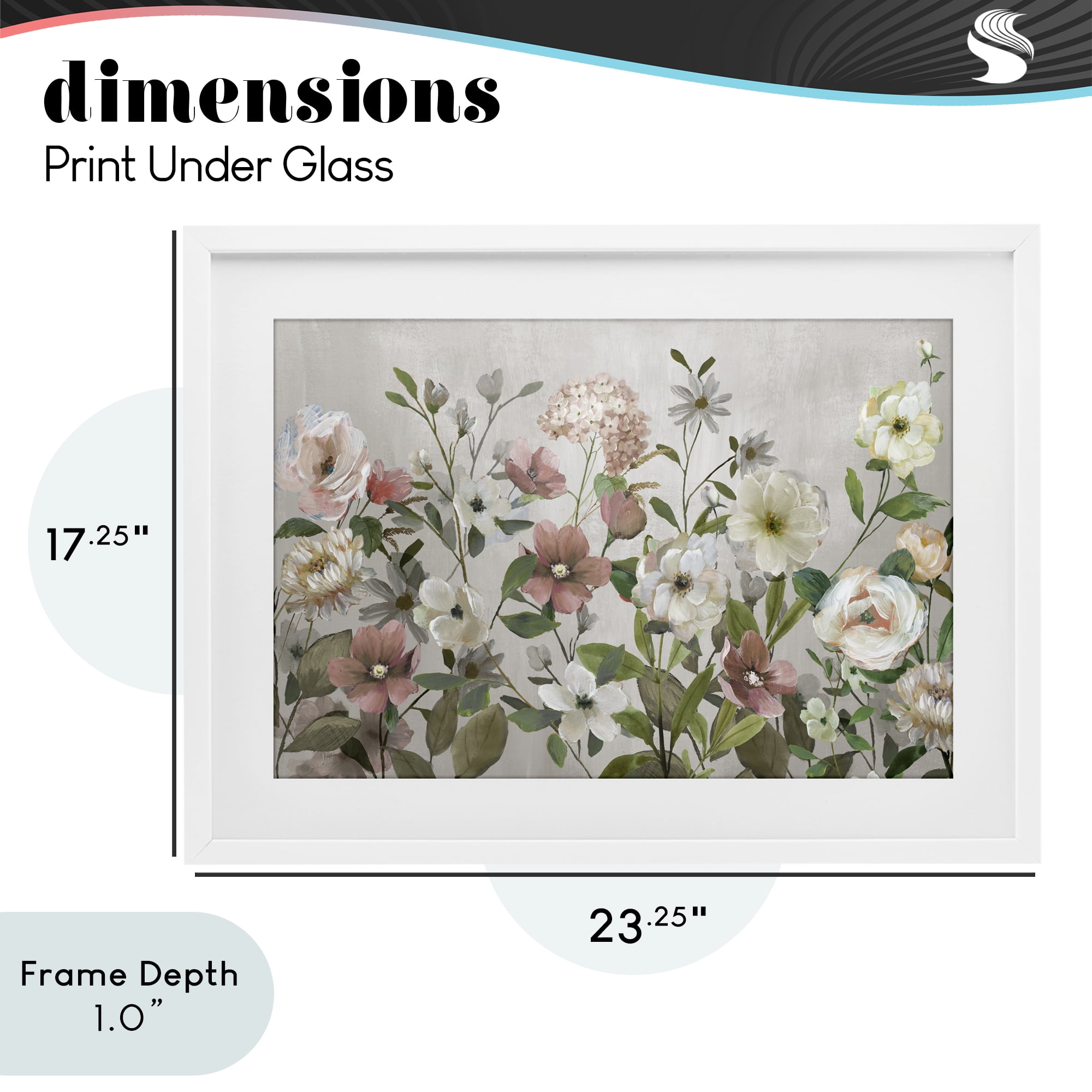 Stupell Industries Garden Meadow Arrangement White Framed Print Under Glass, design by Nan