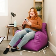 Big Joe Dorm Bean Bag Chair with Drink Holder and Pocket for Teens and Kids, Radiant Orchid, Durable Easy-Clean Polyester Nylon Blend, 3 foot Gaming and Reading Nook Seat, Refillable
