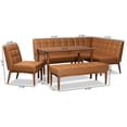 thumbnail image 4 of Bowery Hill Tan Walnut Brown Finished Wood 5-Piece Dining Nook Set, 4 of 12