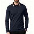 thumbnail image 3 of YOIAVAIOY Mens Contrast Collar Sweatshirt Long Sleeve Button Neck Pullovers Lightweight Slim Fit Pullover Sweatshirts Casual Business Polos Navy L, 3 of 8