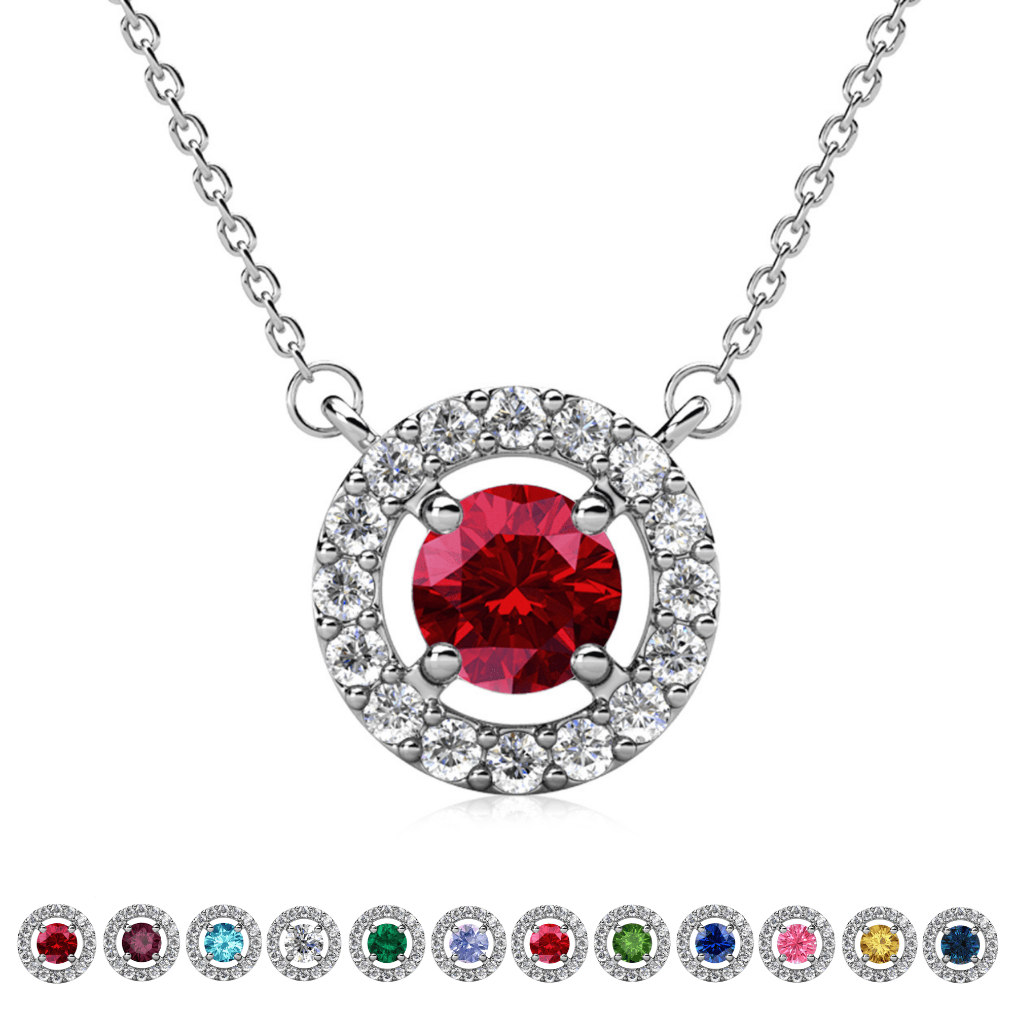 Cate & Chloe Royal January Birthstone 18k White Gold Plated Women Necklace with Swarovski Crystals