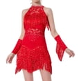 thumbnail image 1 of Vestido de baile latino con lentejuelas para mujer, Ropa de baile para Club, Festival de Música, salón de baile, Tango , rojo l Color rojo L, 1 of 9