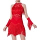 thumbnail image 1 of Vestido con flecos y borlas para mujer, ideal para espectáculos en el escenario, festivales de música y samba. Color rojo L, 1 of 9