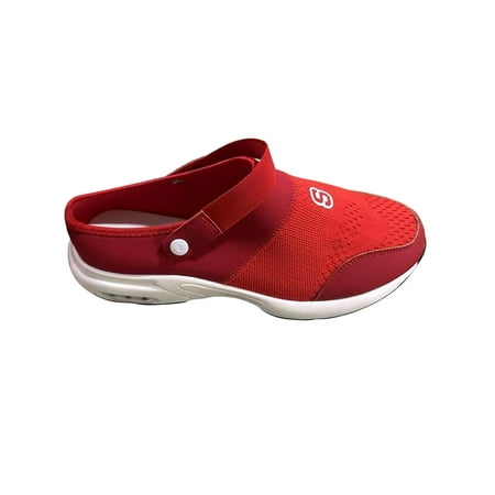 

Fangasis Women Flats Comfort Casual Shoes Slip On Sneakers Womens Walking Shoe Indoor Outdoor Lightweight Non-Slip Mule Sneaker Red 4.5
