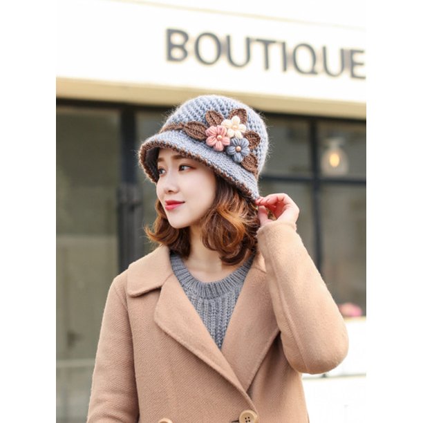 Gorro de otoño e invierno, gorro de lana, gorro de punto para mujer, cálido, con protección para los oídos, resistente al viento, forro polar, moda