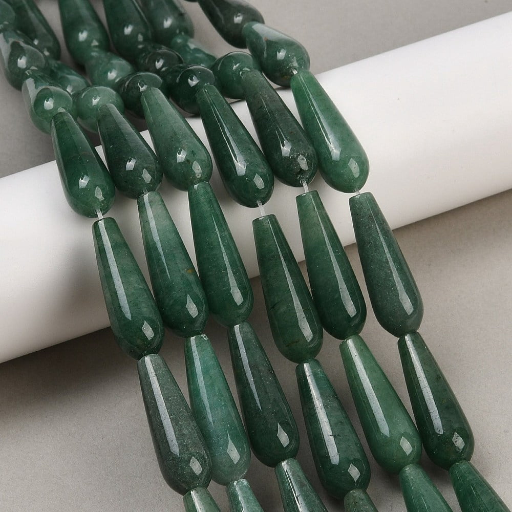Natural Green Aventurine Teardrop Beads Strands 30x10mm Hole: 1.5mm about 13pcs/strand 15.7 inch DIY