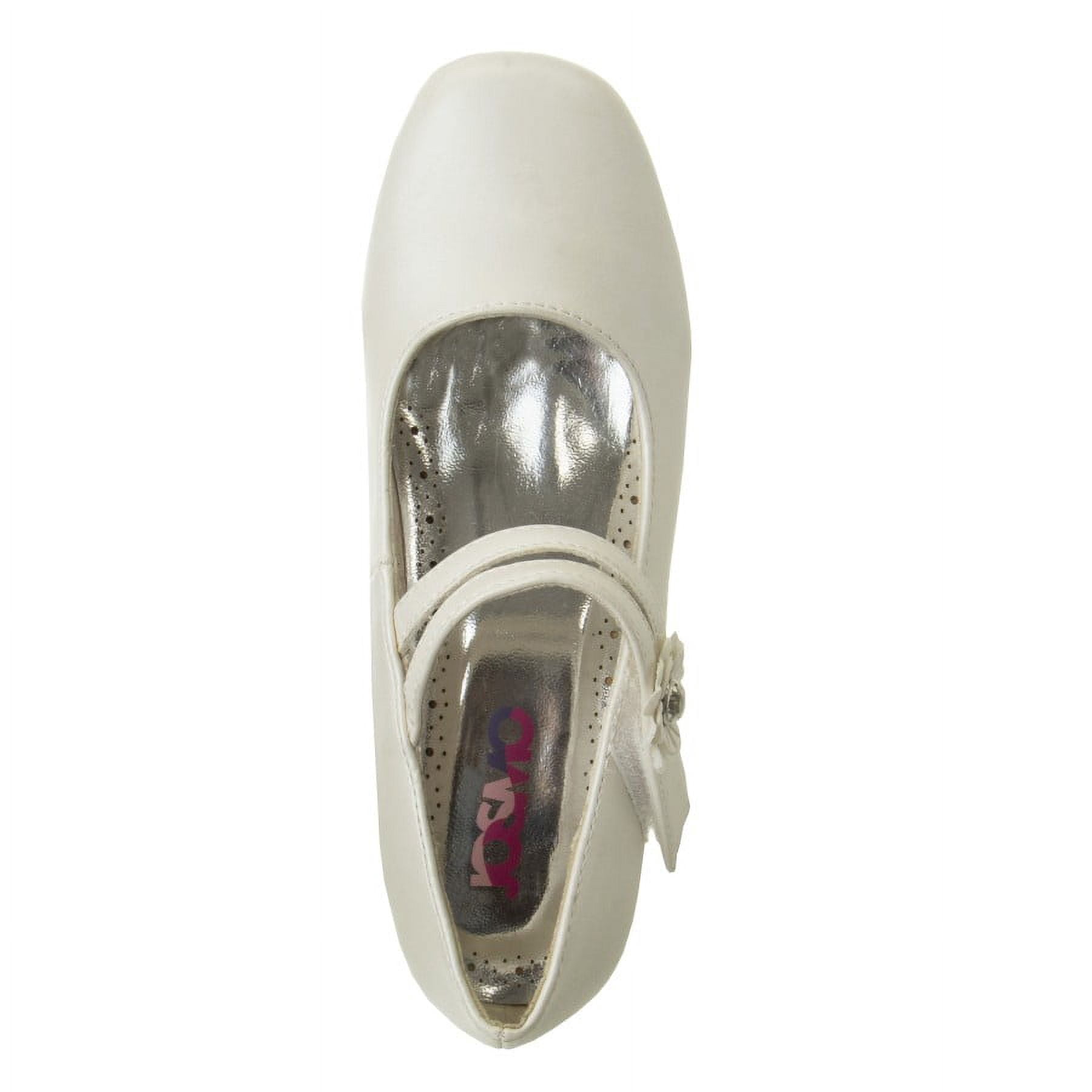 Josmo Girls Flower Mary Jane Dress Shoes. (Little Kids Big Kids)., Beige Pearl, 12