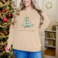 thumbnail image 5 of GUZOM Womens Beige Christmas Sweatshirt - 100% Polyester Loose Fit Crew Neck with Festive Christmas Tree Graphic, Casual Holiday Loungewear (XS-XL),Size S, 5 of 8