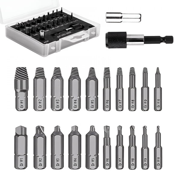 ZEPARO Screw Extractor Set,22 PCS Easy Out Stripped Screw Extractor Kit,All-purpose Broken Screw Remover Set with Magnetic Extension Bit Holder & Socket Adapter