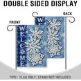 thumbnail image 4 of Welcome Winter Snowflakes Small Decorative Garden Flag, Blue Buffalo Plaid Check Farmhouse Yard Lawn Outside Decor, Christmas Holiday Burlap Outdoor Home Decoration Double Sided 12.5 x 18, 4 of 6