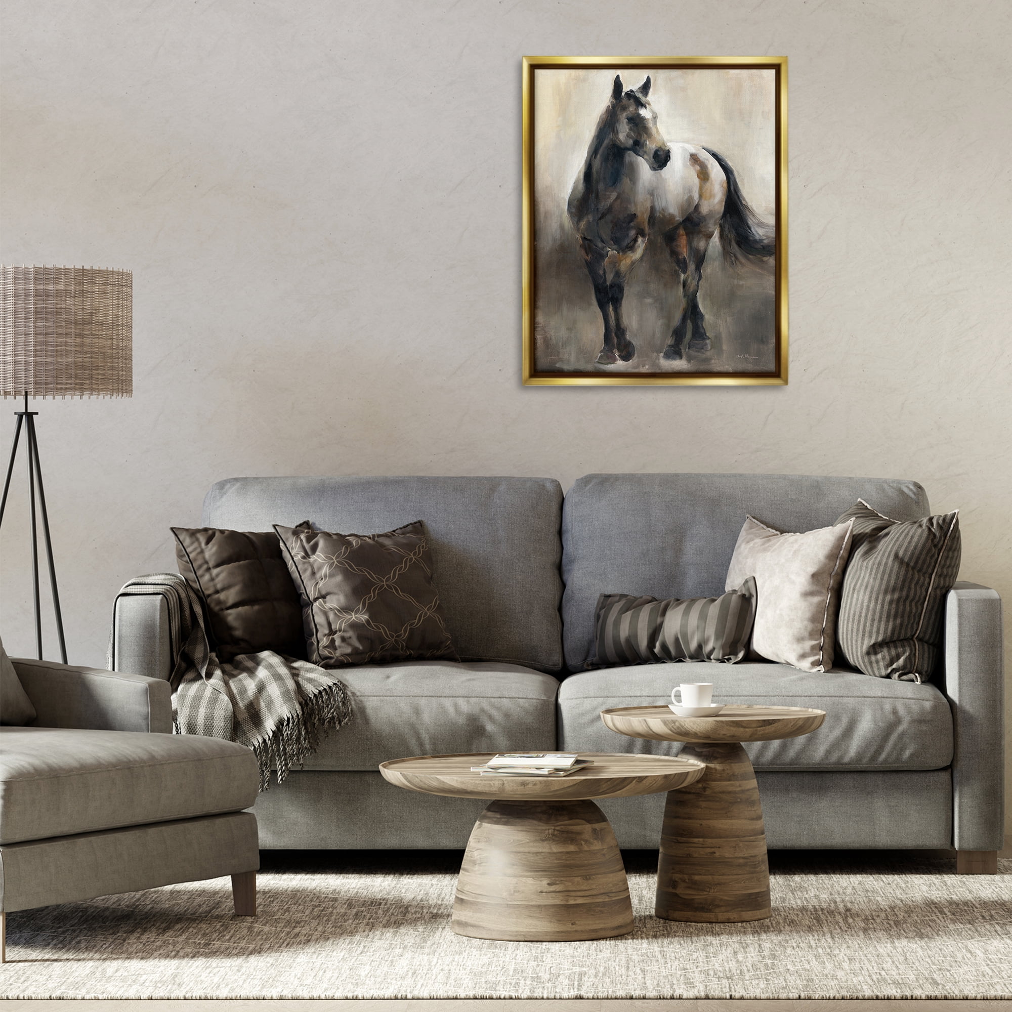 Stupell Industries Copper & Nickel Horse Animals Painting Gold Floater Framed Canvas Art Print Wall Art, 25 x 31