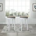 thumbnail image 3 of AGODY Bar Stools Set of 2, 26" Counter Height, 360° Swivel Wooden Barstool with Fabric Upholstered Seat, WHITE Finish, Stylish Accent for Kitchen, Dining, and Living Room, 3 of 9