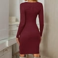 thumbnail image 5 of Fesfesfes Knitted Maternity Dress Long Sleeve Round Neck Tight Fitsting Solid Color Bodycon Pregnancy Dress Stretchy Comfortable for Women(Red,3XL), 5 of 7