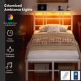 thumbnail image 6 of Zimtown Twin Set of 2 Bed Frame with Storage Headboard, LED Lights, and Charging Station, Single Metal Platform Bed, White, 6 of 10