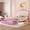 Pink+White+Drawer, variant on Full Size Platform Bed with LED Lights, Modern Upholstered Princess Bed Frame with Crown Headboard and a Drawer for Kids Boys Girls Bedroom, No Box Spring Required, Pink+White