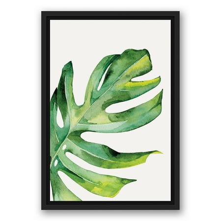 Palm Leaf 12x18 Black Floating Framed Canvas