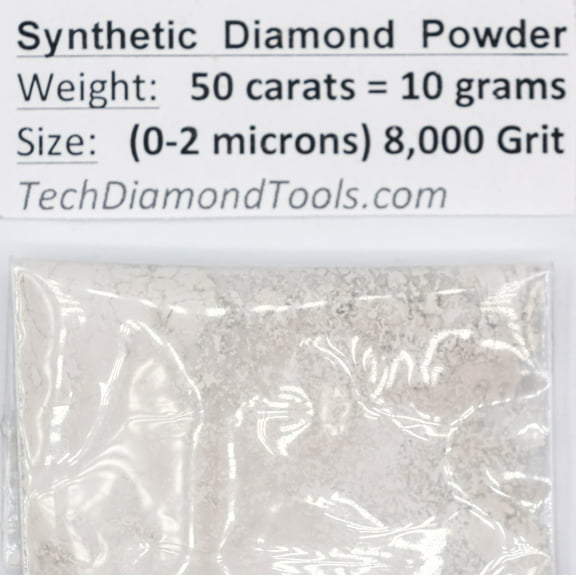 TechDiamondTools Diamond Powder 8.000 Grit 0-2 Microns -50cts = 10 Grams