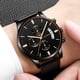 thumbnail image 4 of Relojes De Cuarzo Con Correa De Cuero De Alta Calidad Para Hombres , Estilo Simple De Moda Ultrafina/Reloj De Acero Inoxidable De Oro Negro/Pulsera De Negocios De Esfera De Vidrio Minimalista, 4 of 4
