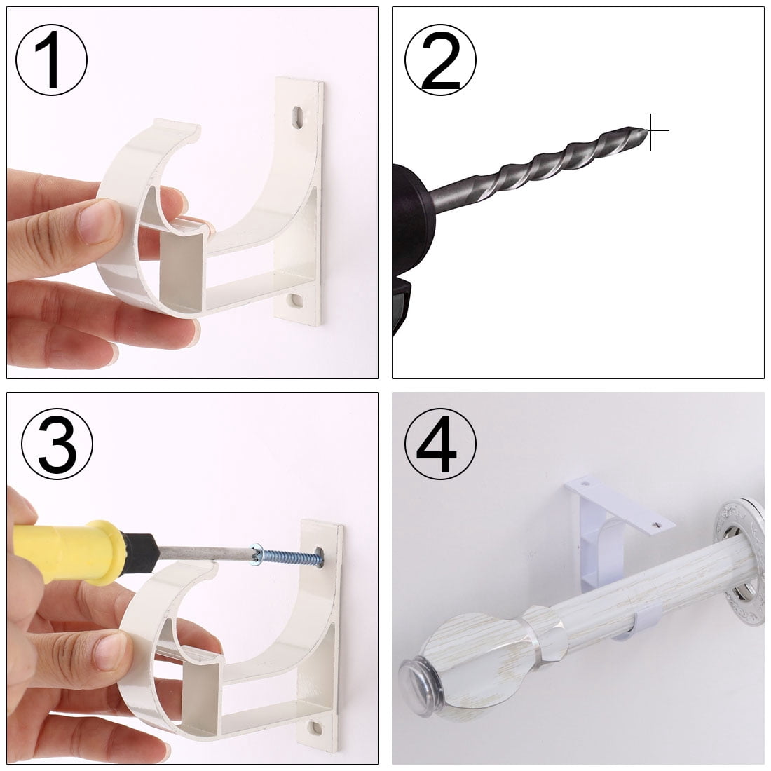 Unique Bargains Window Drapery Ceiling Hanging Holder Wall Curtain Rod Bracket Set of 2