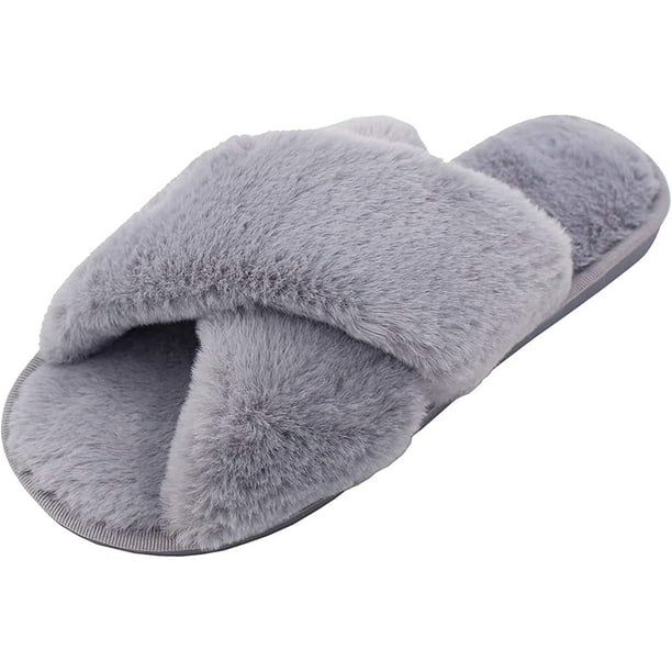 Flat hotsell fur slippers