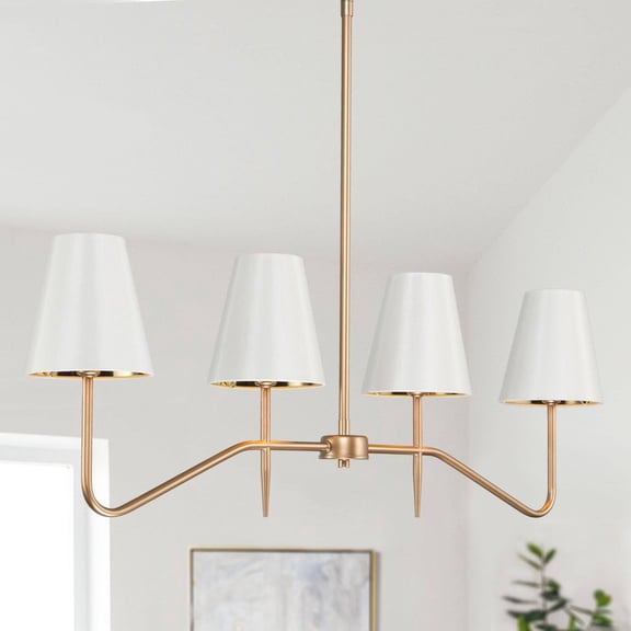 LNC Alocasia 4-Light Modern Gold Chandelier with White Fabric Shades for Dining Room