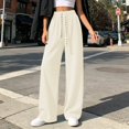 thumbnail image 4 of Causal Pants Womens Cargo Pants Fashion Women Casual High Waist Loose Straight Solid Pants Suit Wide Leg Pants White Free Size, 4 of 6