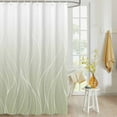 thumbnail image 4 of Fabric Shower Curtain Ombre Sage Green Modern Geometric White Striped Design Shower Curtains with 12 Hooks Waterproof Machine Washable Bath Curtains for Bathroom, 54 x 78in, 4 of 6