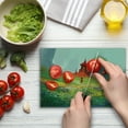 thumbnail image 4 of Fantasy Cutting Board, Lady in Floral Field Meadow to Red Castle Before Sublime Mountain Art, Decorative Tempered Glass Cutting and Serving Board, Small Size, Red Green, by Ambesonne, 4 of 5
