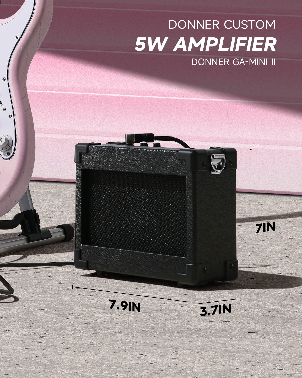 Donner Electric Guitar Set Pink Right Hand S-S-S Pickups Beginners Kits, Pink