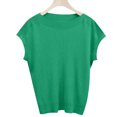 thumbnail image 4 of Mittory Women Boat Neck Knit Robbed Shirts Cap Sleeves Work Dressy Blouse Summer Solid Comfy Tshirt Tops, 4 of 4