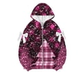 thumbnail image 4 of Christmas Jacket For Women Hooded Front Zip Xmas Print Bow Outwear Plus Size Casual Holiday Cardigan With Pockets (XL, Hot Pink), 4 of 4