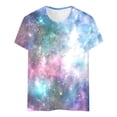 thumbnail image 3 of T Shirts for women Starry Planet Glitter Print Round Neck Short Sleeve Tops Summer Tops, 3 of 3