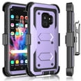thumbnail image 1 of Galaxy S9 / S9 Plus Case, Samsung Galaxy S9 Holster Clip, Tekcoo [Tshell] Shock Absorbing [Lavender] Secure Swivel Locking Belt Defender Heavy Full Body Kickstand Carrying Tank Armor Cases Cover, 1 of 6