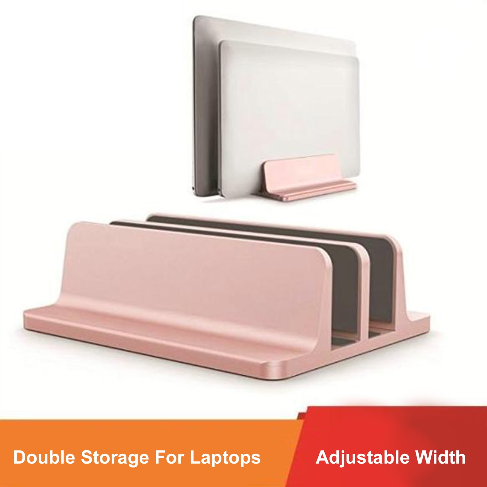 Vertical Laptop Stand 2 Slot Desktop Stand Holder With Adjustable Dock Aluminum Alloy Laptop Stand For Desk Compatible With 17in Laptops