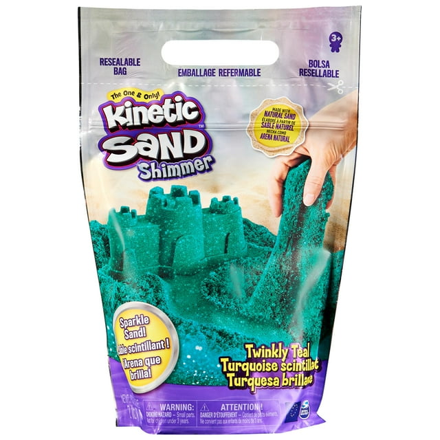 Bolsa Play Sand Kinetic Sand Twinkly Teal de 1 kg para niños mayores de 3 años