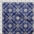 thumbnail image 4 of oneOone Velvet Dark Blue Fabric Asian Block Tile Craft Projects Decor Fabric Printed By The Yard 58 Inch Wide, 4 of 4