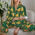 thumbnail image 6 of Saiise Pizza Print Women Soft Pajama Sets,Long Sleeve Sleepwear Button Up 2-Piece Pjs Lounge Sets-X-Large, 6 of 7