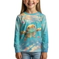 thumbnail image 2 of DISNIMO Blue Sea Turtle tshirt for kids girls long sleeve shirt size 3-4 shirts girls crew neck t shirt for girls long sleeve tops for girls loose fit t shirts for birthday tee shirts, 2 of 7