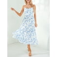 thumbnail image 2 of ZAXARRA Robe Midi d'Été pour Femmes, Décontractée Sans Manches à Imprimé Floral Fluide, 2 of 7