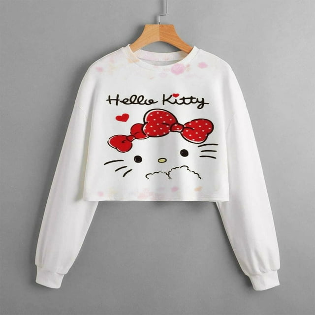 Hello Kitty Kuromi Chandail à Capuchon Motif Haut à Manches Longues pour Enfants et Filles Haut de Sport de Plein Air Chandail ZR