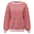 thumbnail image 5 of Sweaters Women Stripe Open Back Contrast Color Loose Long Sleeve Tops Fall Winter Knit Blouse Daily Wear, 5 of 6