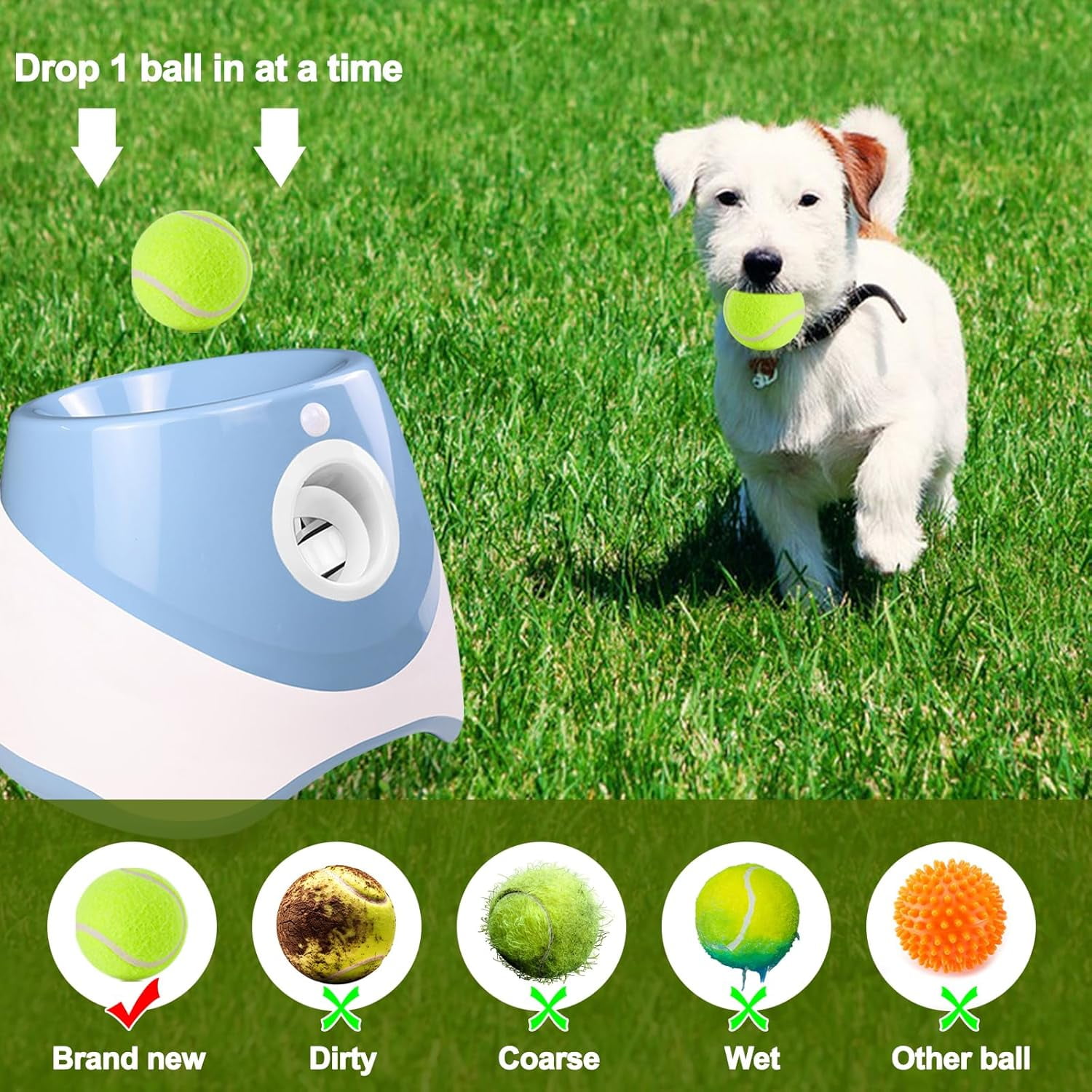 Ball Thrower for Dogs,Interactive dog fetch machine,Automatic Tennis Ball Launcher with 12 Tennis Balls,Dog Ball Thrower Machine with 10-30Ft 3 Launching Distance,for Small Dogs Indoor & Outdoor