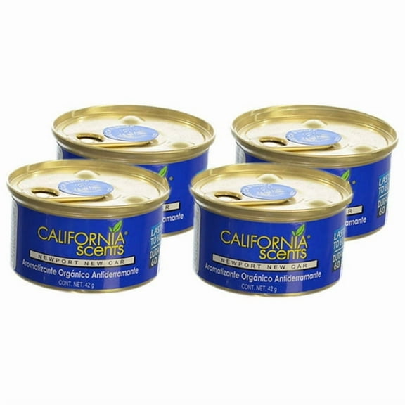 California Scents Spillproof Organic Canister Air Fresheners Newport New Car-4PK