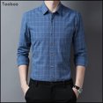thumbnail image 2 of Taoboo 2022 Nueva camisa de cuadros para hombre de negocios 100% algodón de manga larga ropa informal para hombre Camisa de estilo simple de alta calidad de corte entallado, 2 of 4
