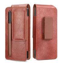 for Samsung Galaxy Z Fold 5 2023 Phone Holster with 360-degree Rotation Belt Clip, Classic PU Leather Pouch Case with Belt Loop Magnetic Close Phone Pouch Holster Case with Pen Slot - Brown