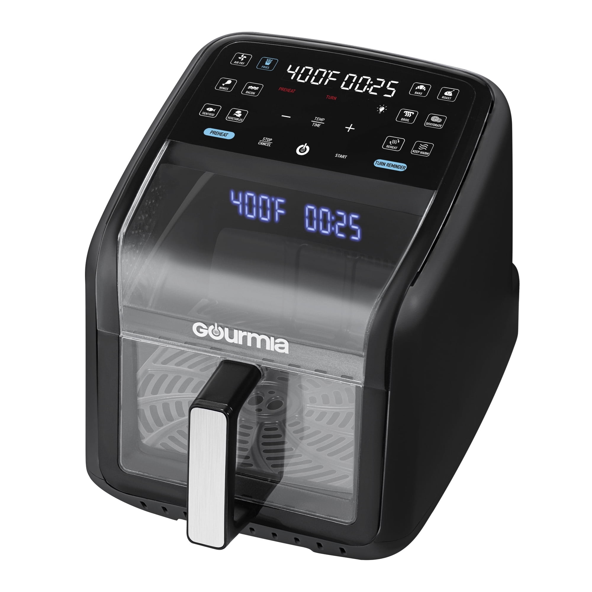 Gourmia Panorama 7-QT Digital Air Fryer with Panoramic View, Holographic Display, & 12 Presets, Black