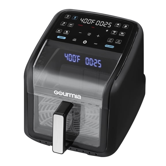 Gourmia Panorama 7-QT Digital Air Fryer with Panoramic View, Holographic Display, & 12 Presets, Black