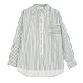 thumbnail image 6 of ZHUGeLI Women's Spring Lapel Collar Single Breasted Pocket Long Sleeved Stripe Workwear Pocket Shirt Up to 50% off, 6 of 9